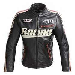 GUNS Chaqueta de piel Racing – Hombre Vintage – Negro – S