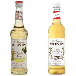MONIN Premium White Chocolate Syrup 700 ml & Premium Vanilla Syrup 1 L