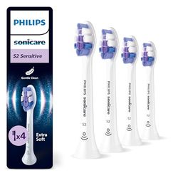 PHILIPS Sonicare S2 Sensitive, testine di ricambio originali, bianco, confezione da 4, HX6054/87