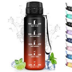 Vattenflaska, 1,5 liter flaska med filter, gymvattenflaska, tidsstämpel, motiverande vattenflaska, plastflaska, läckagesäker, vattenflaska för gym, cykel, yoga