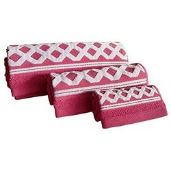Set van 3 badhanddoeken, badstof, 450 g/m², 50 x 30 cm, 100 x 50 cm, kleur fuchsia uit de diamantcollectie