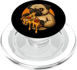 Divertido diseño de pug comiendo pizza PopSockets PopGrip para MagSafe