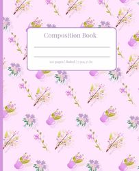 Composition Notebook: College Ruled Notebook with Floral-Themed: 7.5" x 9.25", 110 pages, Elegant Journal Aesthetic, great gift for school and office