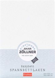 Julius Zöllner Badstof hoeslaken voor baby- en kinderbed, 60 x 120 cm tot 70 x 140 cm, Oeko-Tex Standard 100, wit