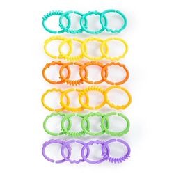 Bright Starts Lots of Links - Mordedor Colgante, Aros Encadenados para cochecito o silla del coche - Sin BPA 24 piezas, Edades 0 Meses +