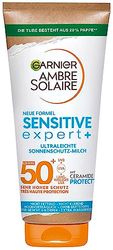 Garnier Leche de protección solar con SPF 50+, muy ligera y sin residuos, crema solar para pieles claras y sensibles, Ambre Solaire Sensitive expert+, 1 x 175 ml