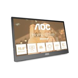 AOC 16T3EA - Monitor portatile da 16 pollici 1920x1080, porta USB-C, supporto multi-angolo nero-grigio, DP alt, USB C FHD