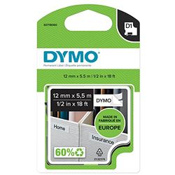 Dymo D1 Etichette Autoadesive Permanente per Stampanti LabelManager, Rotolo da 12 mm x 5.5 m, Stampa Verde su Nero (16959)