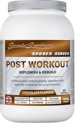 Specialist Supplements Post Workout Protein, Carbohydrate & Nutrient Blend (Chocolate Flavour Drink Mix), 1800g Powder