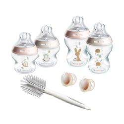 Tommee Tippee - Kit de Biberones Recién Nacido Closer to Nature, Tetina con Forma de Pecho y Válvula Anticólico, Tamaños Mixtos, Lila
