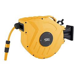 Manguera de jardín, 20M, Carrete de Manguera montado en la Pared, Tubo de Manguera retráctil automático, Portátil 180° Giratorio 2 en 1 Jet o Spray, Sistema de Bloqueo automático, Pistola de