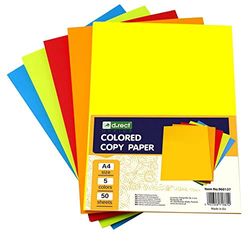 D.RECT Carta Colorata A4 - Carta per Fotocopie, Carta Toner - Miscela di 5 Colori, Carta Multicolore per Stampanti Inkjet e Laser, 5x50 (250) Fogli