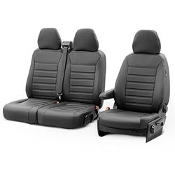 otoM Fundas de Asiento de Cuero Artificial de diseño New York 2+1 Compatible con Iveco Daily 2014- (con reposabrazos en Banco)