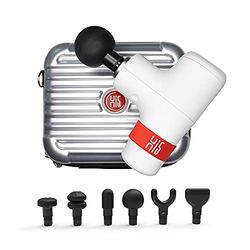 Hi5 General Trillingsmassageapparaat, diep weefsel, massagepistool, massage-pistool voor afvallen na sport, nek, schouders, rug, ontspannen, rustig werking, 6 massagekoppen wit met hardcase