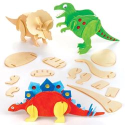 Kits de Dinosaurios de Madera para Diseñar Pintar y Decorar. Manualidades Creativas para Niños Perfectas para Fiestas Infantiles (Pack de 5)