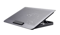 Trust Exto Laptop Stand 16", Sustainable Cooling Pad, Riser with USB Fan and Adjustable Height, 8 Levels, Made Recycled Materials, Ventilated Holder for Notebook, Macbook, HP, Lenovo, Dell, Grey