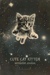 Cute Cat Kitten Notebook Journal: Adorable Retro Aesthetic Funny Vintage Kitten Space Cat Theme Humor College Ruled