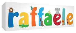 Little Helper para Nursery Lienzo con panel frontal, dibujo personalizable con nombre de niño Raffaele 15 x 42 x 4 cm multicolor