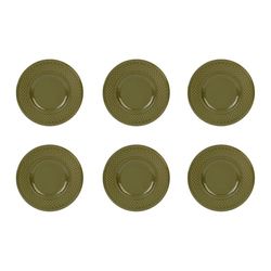 GENEVIEVE LETHU 545270 Set med 6 Desserttallrikar med riskorn - Kaki lergods - Ø 21 cm