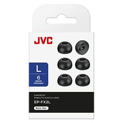 JVC - Punte di ricambio in silicone, confezione da (6) punte, adatte a molti modelli JVC (grande) - EP-FX2L-B (nero)