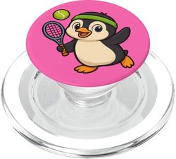 Lindo jugador de tenis pingüino de dibujos PopSockets PopGrip para MagSafe