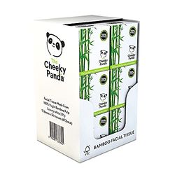 The Cheeky Panda Caixa de lenços de papel de 3 camadas | 12 x 56 (672) lenços faciais de bambu | 100 % bambu FSC | extra macio