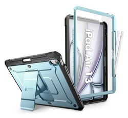 SUPCASE for iPad Air 13 Inch Case M2 2024 with Pencil Holder (Unicorn Beetle Pro), [Built-in Screen Protector & Stand] [Military-Grade Protection] Full-Body Rugged Cover for iPad Air 13 Inch M2,Arctic