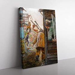 Christian Krohg Street View Classic Painting Canvas Wall Art Print Ready to Hang, Framed Picture for Living Room Bedroom Home Office Décor, 60x40 cm (24x16 Inch)