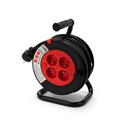 Velamp REEL-FR-15 - Extensor elétrico (15 m, 4 tomadas, 16 A, secção 3G1,5 mm2), preto e vermelho
