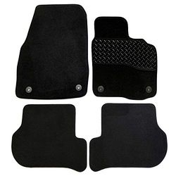 Sakura DD0704 Tailored Car Mats, Black with Rubber Heelpad - Black Trim