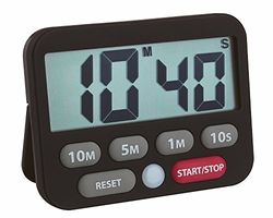 TFA Dostmann Temporizador digital e cronómetro, 38,2038,01, tempo até 99 minutos, 50 segundos, alarme extra forte, entrada de tempo fácil e rápida, cor preta