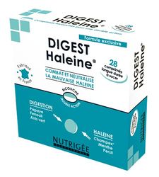 NUTRIGÉE - Digest Haleine - Combat & Neutralise La Mauvaise Haleine - Neutralise Les Mauvaises Odeurs Buccales, Facilite La Digestion - 1 à 3 Prises/Jour - 28 Comprimés - Fabriqué en France