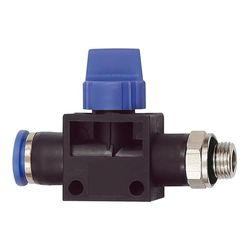 '3/2-Wegeventil "azul Serie, conector de enchufe, G 3/8 a., F. manguera de A de 12 mm de diámetro de trabajo, Máx. 15 bares, KS/MS vern., caudal S-G.