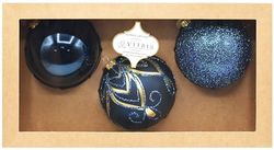 Vitbis Glazen kerstballen 3-delig blauw ⌀ 10 cm handgeschilderd handgeschilderd
