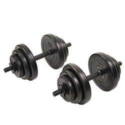 Sunny Health and Fitness Sunny Health & Fitness 18 KG, Vinyl Dumbbell Set Mancuernas, Unisex, Negro, Talla única