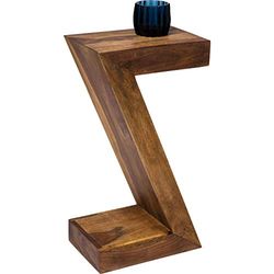 Kare Design Table d'Appoint Z Authentico, Marron, Bois Massif, Table de Salon, Meuble, Deco Intérieur, Décoration Chambre, Salon, Maison, 55x30x20 cm (H/L/P)