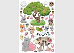 AG Design ADK 1670 - Adhesivo decorativo para pared (42,5 x 65 cm), diseño de animales
