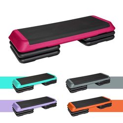 TREXO Step voor aerobics, 109 x 41 cm, in hoogte verstelbaar, 10-15-20 cm, robuust materiaal, cardio- en fitnessplatform tot 250 kg, zwart/roze, TRX-AS01
