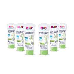 HiPP - Baby Care krem do codziennej zmiany, ochronny i kojący krem do zmiany pieluszek dla niemowląt, do skóry wrażliwej, z organicznym olejkiem migdałowym i tlenkiem cynku, 6 sztuk po 75 ml
