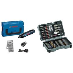 Bosch Professional Avvitatore a Batteria Bosch Professional Go, 3.6V + Set da 43 Pz. Bit di avvitamento Extra Hard (PH-, PZ-, HEX-, T-, TH-, S-Bit, Accessori Trapani & Avvitatori)