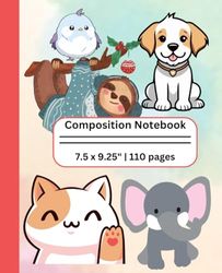 Composition Notebook : Cute Squishy Kawai Animals: Kawai Animals Journal Notebook | Cute Notebook for Kids | 110 pages 7.5 x 9.25"