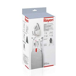 Rayen | Planche à repasser et cintre en fer | avec isolation thermique | Universel | Dimensions : 43 x 31,3 x 15 cm, blanc, Argente