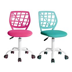 FurnitureR - Silla de Ordenador para el hogar, la Oficina y el Estudio, diseño ergonómico, Color Rosa Turquesa, 38,5 cm x 40 cm x 75 – 87 cm