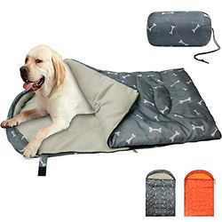 KUDES Sac de Couchage pour Chien imperméable et Chaud avec Sac de Rangement pour intérieur ou extérieur, Voyage, Camping, randonnée, randonnée (109 x 68 cm (L x l)
