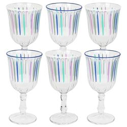 Talking Tables 6 x Wine Glass White and Blue Coloured Striped Drinking Glasses for Wine Prosecco Water Juice Cocktail Summer Birthday Party Christmas Restaurants Catering BBQ 240 ML