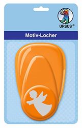 Ursus 19480028 - Motif Hole Punch with Lever Medium Angel, Orange, Punched Motif Approx. 25.4 mm, Made of Plastic with Metal Punch, Suitable for Grammages of 160 220 g/m²