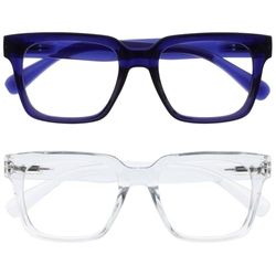 OPULIZERA Blue Light Blocking Reading Glasses - Anti-Reflective and Anti-Glare - 2 Pack Readers - UV400 Protection - Oversized Frame - Computer and Screen Glasses - Blue Clear - Men Women - +3.50