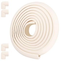 ASelected 5 M Corner And Edge Protectors,Foam Safety Strip for Kids,Anti Collision Strip and 8 Corner Guards for Baby,Thicken Soft Protective Edge Corner Guard for Baby, Kids and Child Furniture,White