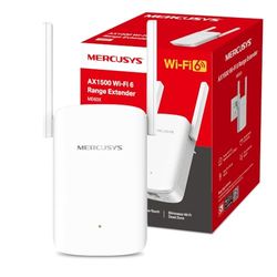 MERCUSYS 6 ME60X wifi repeater, AX1500 Mbps wifi dual-band-förstärkare, WiFi-förlängare, två justerbara antenner med hög förstärkning, 1 Gigabit-port, MU-MIMO, kompatibel med alla internetboxar