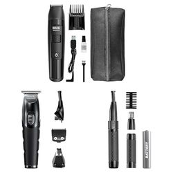 WAHL Manscaper Lithium Trimmer, uso bagnato/asciutto, lame a sfera Safe-Touch + WAHL Manscaper Toolbox, USB + WAHL Manscaper 2 in 1 Tactical Taglia sopracciglia a doppio lato e taglia peli del naso